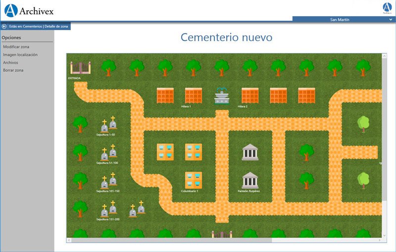 Diseño alternativo para el mapa interactivo del cementerio con Archivex Populus